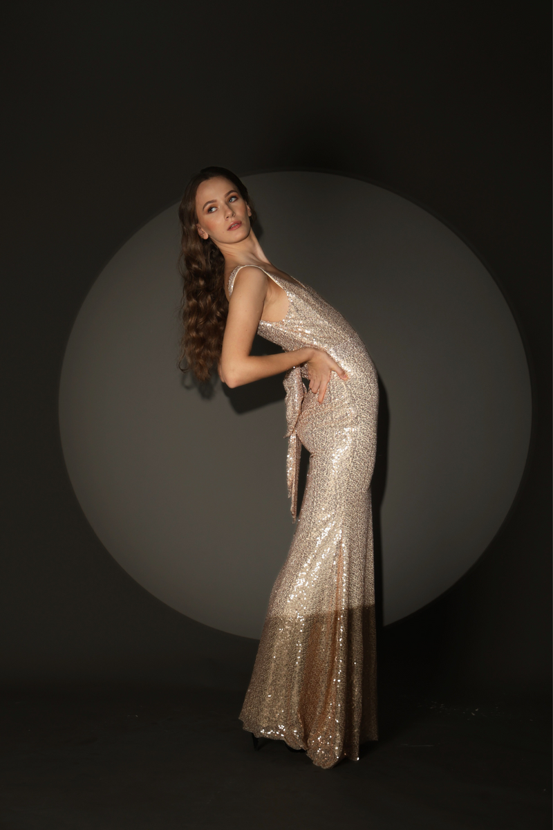 Seraphina Embellished Corset Maxi Gown (Rose Gold) main image 0