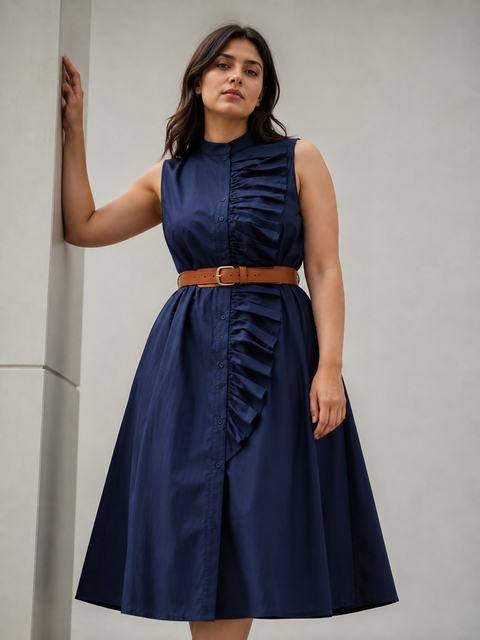 BURJ- The cascading ruffle dress with belt