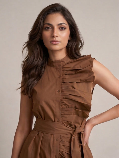LICORICE- The side ruffle dress