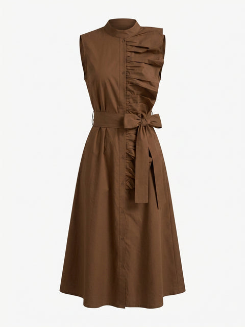 LICORICE- The side ruffle dress