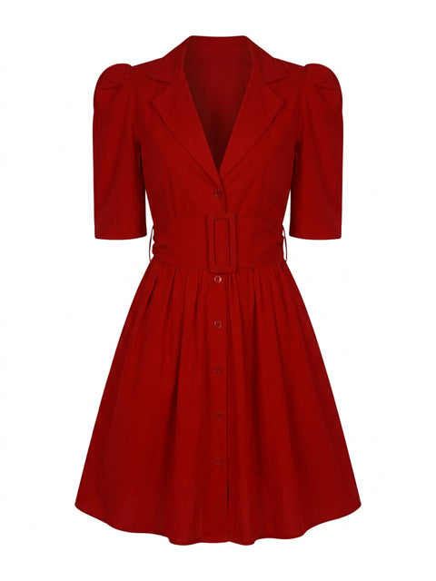 DYNA - Red Collared Neckline Mini Dress