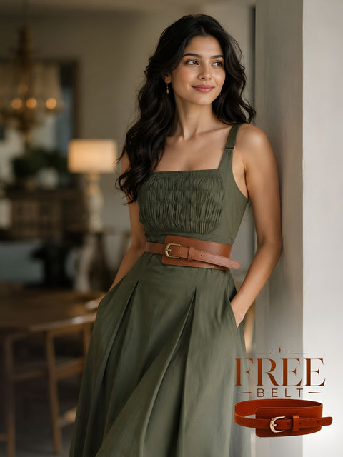 BRONX - The Tan Strap Dress with belt