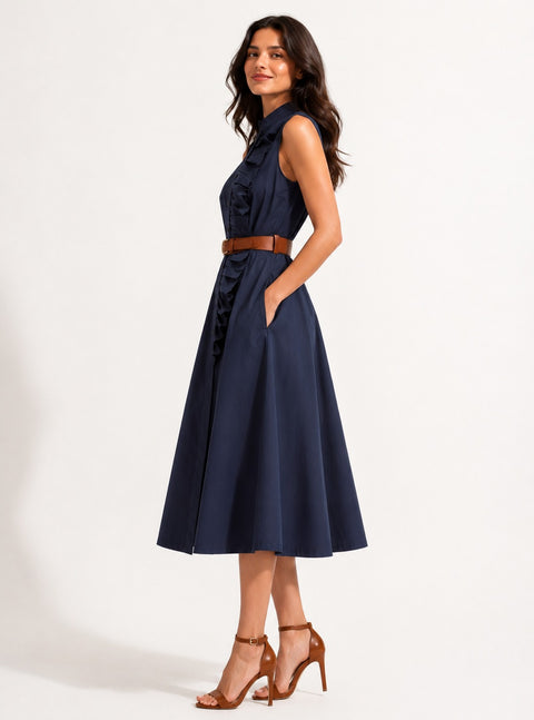 BURJ- The cascading ruffle dress with belt