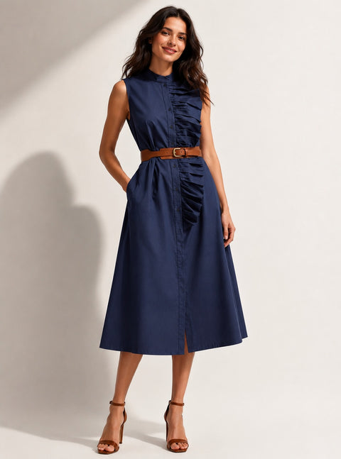 BURJ- The cascading ruffle dress with belt