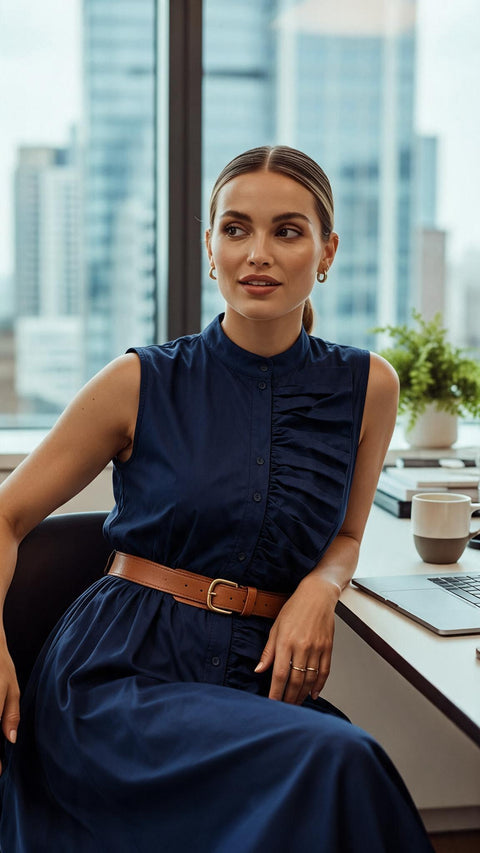 BURJ- The cascading ruffle dress with belt